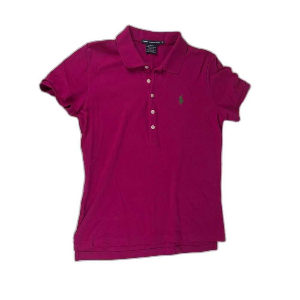 Polo Ralph Lauren Dark Pink Girls Polo Shirt Short Sleeve Size L